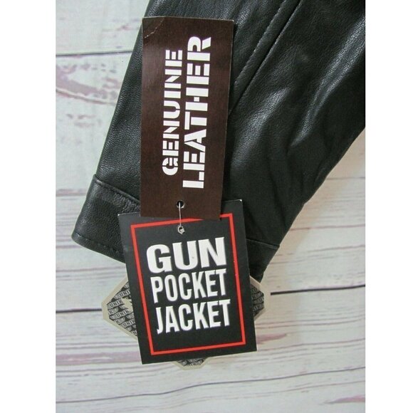 Unik Lightweight Premium Leather Jacket Men’s Sz L Gun Pocket Black New w/ Tags - Picture 9 of 10
